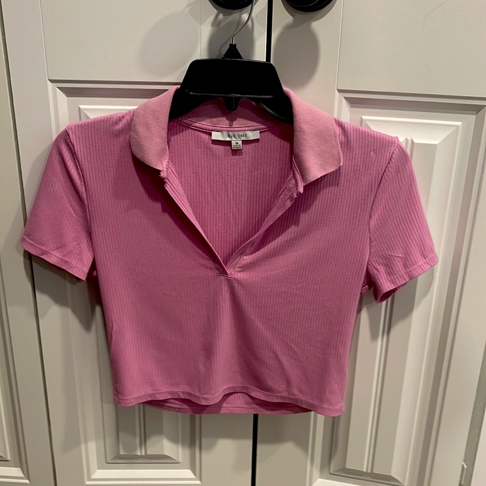 Pretty Pink Collared Crop Top 🩷